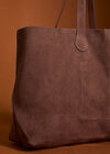 Soft Suede Large Tote Bag, Brown, large