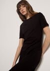 Cotton Ruched T-Shirt Maxi Dress, Black, large