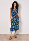 Ditsy Floral Print Midi Dress, Blue, large