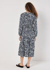 Abstract Animal Print Textured Midi Dress, Navy, large