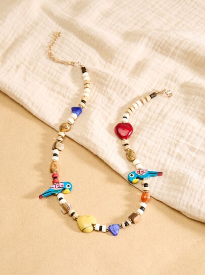 Beaded Parrot Cord Necklace