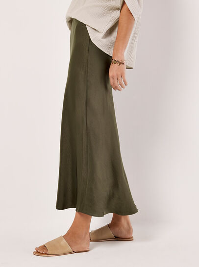 Satin Bias Midi Skirt