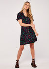 Abstract Print Button Dress, Black, large