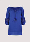 Crochet Detailled Slub Top, Blue, large