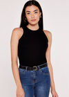 Ribbed Jersey Tank Top, Black, large