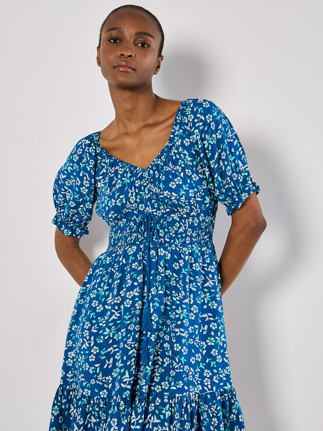 Sarasa Floral Bardot Mini Dress