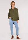 Oversized Batwing Airflow Shirt, Khaki, large