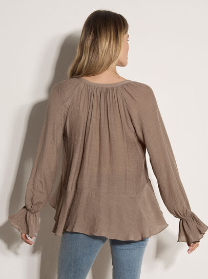 Textured Peplum Hem Blouse