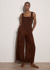 Kaleidoscope Shirred Wide-Leg Jumpsuit, Brown, large