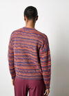 Pointelle Knit Stripe Jumper, Orange, large