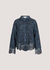 Textured Cotton Floral Crochet Blouse, Navy, large