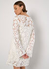 Floral Crochet Shift Mini Dress, White, large