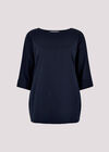 Jersey Knit Batwing Top, Navy, large