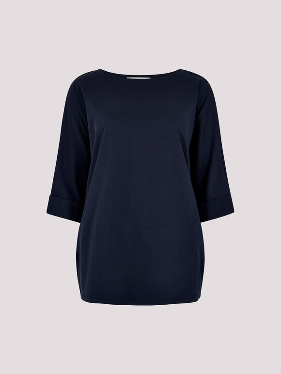 Jersey Knit Batwing Top, Navy, large