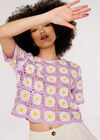 Granny Square Crochet Tee, Lilac, large