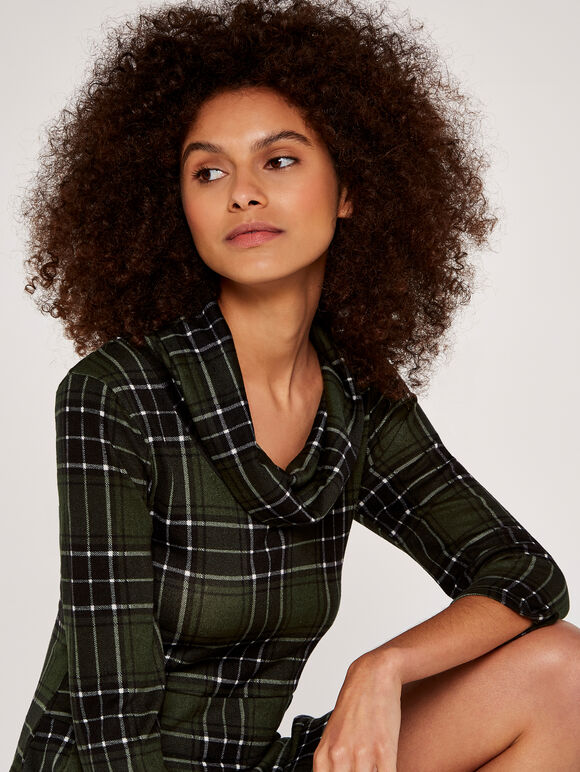 Punk Check Button Dress, Green, large