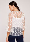 Lace Applique Mesh Top, Cream, large