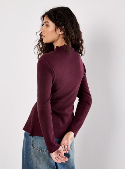 Button-Down Pleat Knit Top