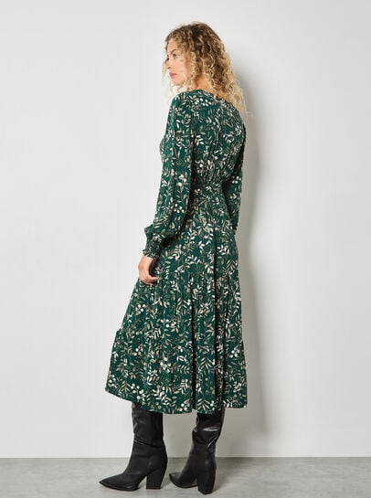 Eucalyptus Print Tiered Maxi Dress