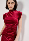 Ruched Velvet Bodycon Mini Dress, Red, large