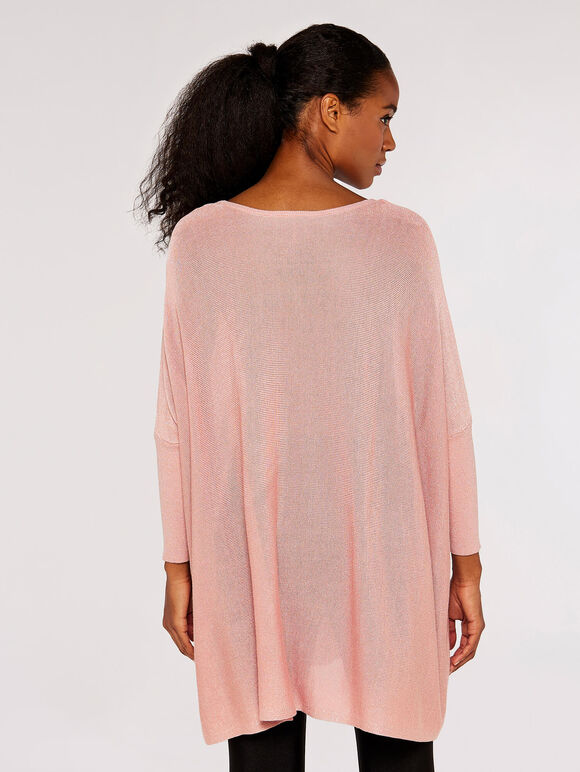 Lurex-langarmpullover, rosa, größe l