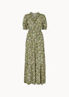 Ditsy Floral Tiered Maxi Dress, Green, large