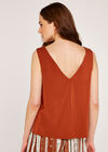 V Neck Button Down Vest Top, Rust, large