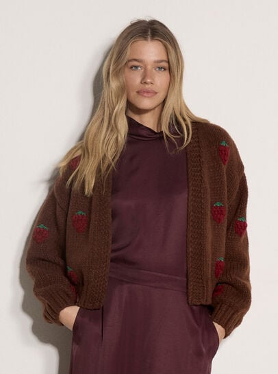 Chunky Knit Strawberry Cardigan
