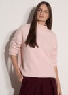 Boucl&eacute; Knit Mock Neck Jumper, Pink, large