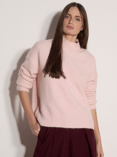 Boucl&eacute; Knit Mock Neck Jumper