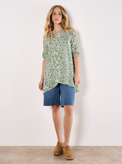 Mixed Animal Print Layered Blouse