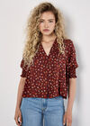 Ditsy Floral Blouse, Burgundy, large