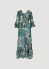 Patchwork Scarf Print Maxi Dress, Blue, large