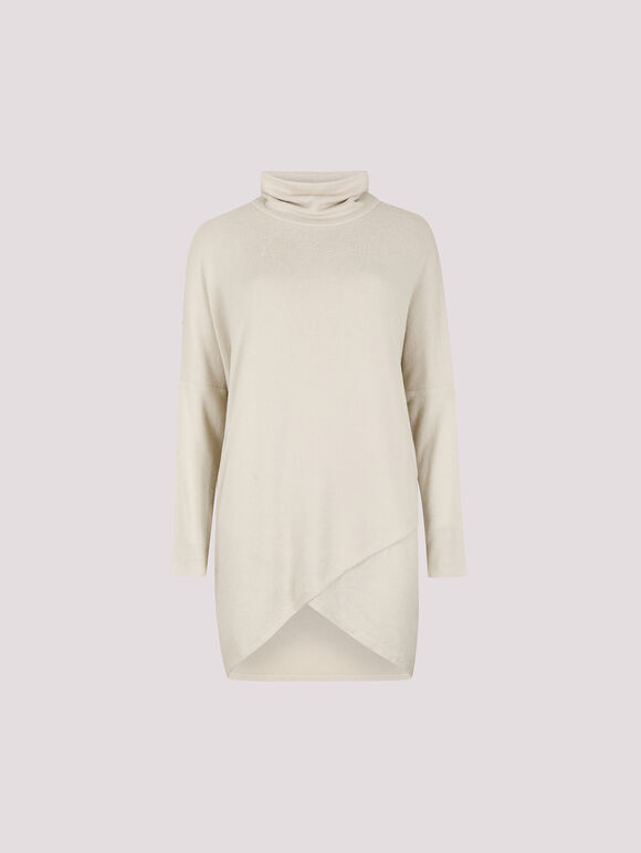 Soft Touch Wrap Tunic Top, Stone, large