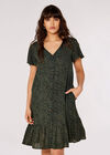 Irregular Spot Print Mini Dress, Khaki, large