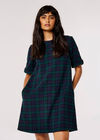 Tartan Check Swing Mini Dress, Navy, large