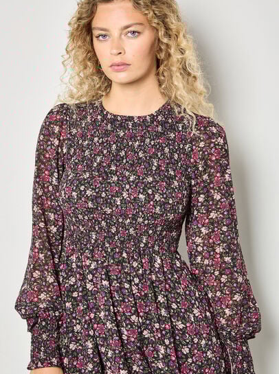 Ditsy Floral Smocked Mini Dress