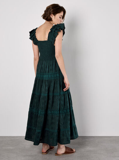 Broderie Anglaise Tiered Smocked Maxi Dress