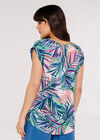 Tropical Palm Print Woven T-Shirt, Pink, large
