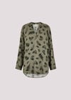 Botanical Leaf Lightweight Blouse, Khaki, large