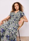 Painterly Roses Wrap Maxi Dress, Mint, large