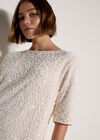 Sequin Embellished Mini Dress, White, large
