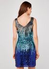 Figurbetontes Kleid mit Pailletten, Blau, Größe L