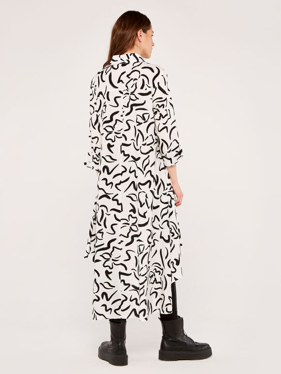 Abstract Print Shirt, White, large