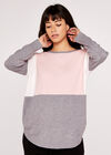 Colourblock-Pullover, Pink, groß
