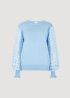 Contrast Organza Sleeves Jumper, Sky Blue, large
