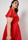 Curve Jacquard Chevron Wrap Midi Dress, Orange, large