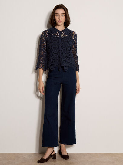 Geometric Cotton Crochet Shirt