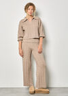 Twisted Cable Knit Wide Leg Trousers, Stone, large