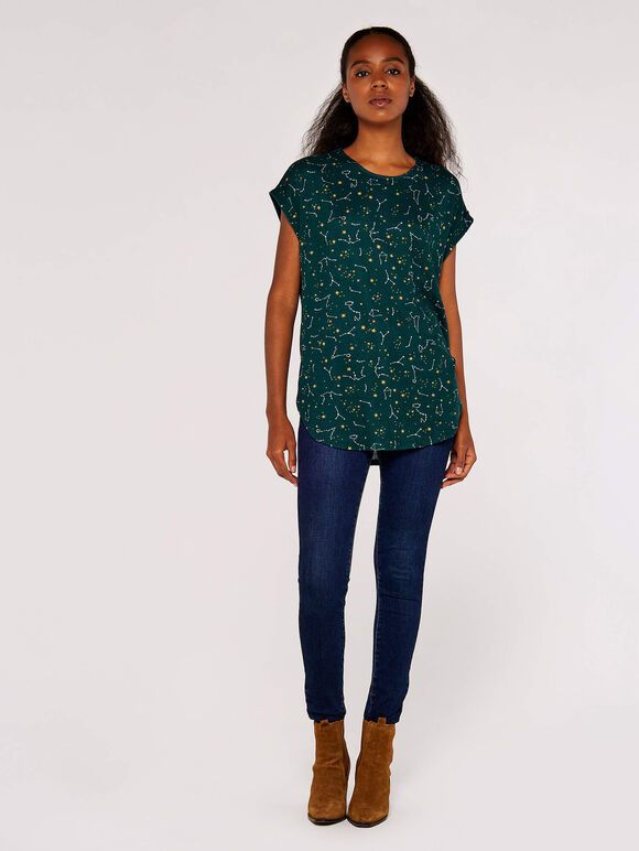 Constellation Short Sleeve Top, Green, large